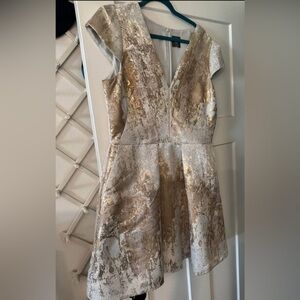 Vince Camuto Gold Fit and Flare Mini Dress